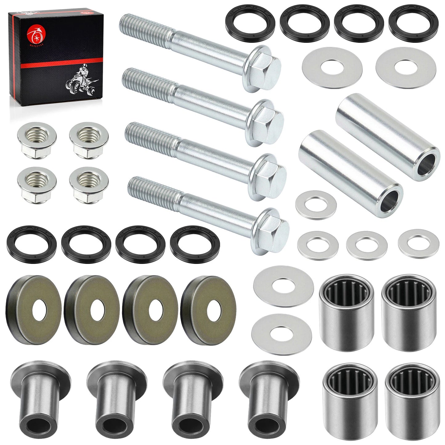 Front Upper/Lower A-Arm Bushing Seal Kit w/ Bolts for Kawasaki KFX400 2003-2006