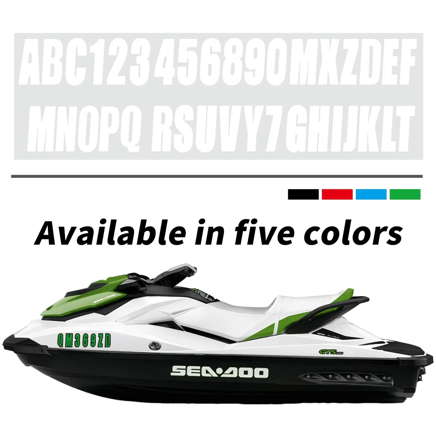 Custom 3" Boat Registration Numbers & Letters Decal Stickers - White