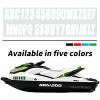 Custom 3" Boat Registration Numbers & Letters Decal Stickers - White
