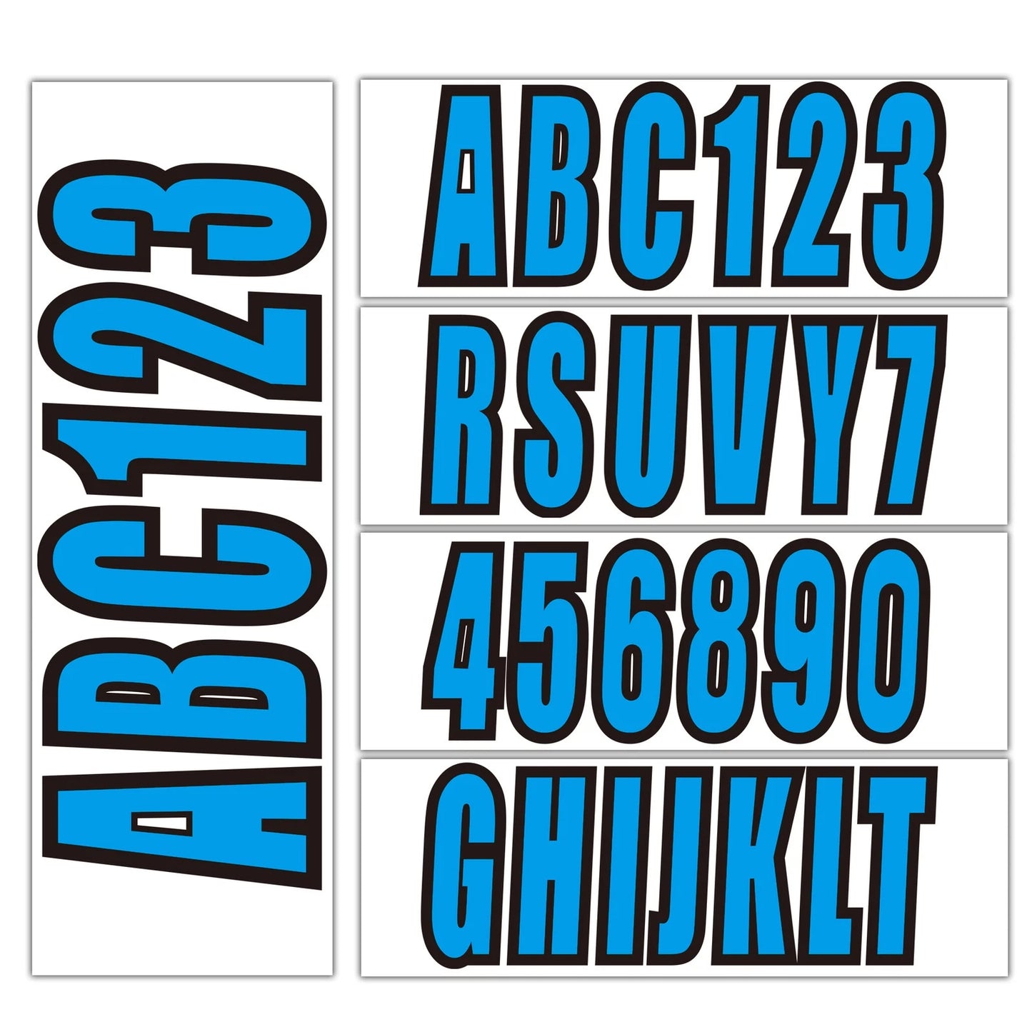 Boat Registration Numbers & Letters Sticker 3" A-Z & 0-9 Blue