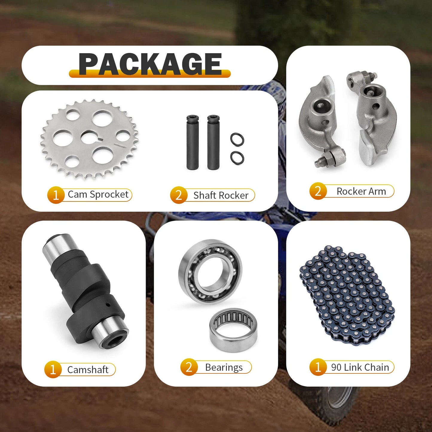 Timing Cam Chain Gear Bearings Kit + Camshaft Rock Arm for Yamaha Big Bear 350