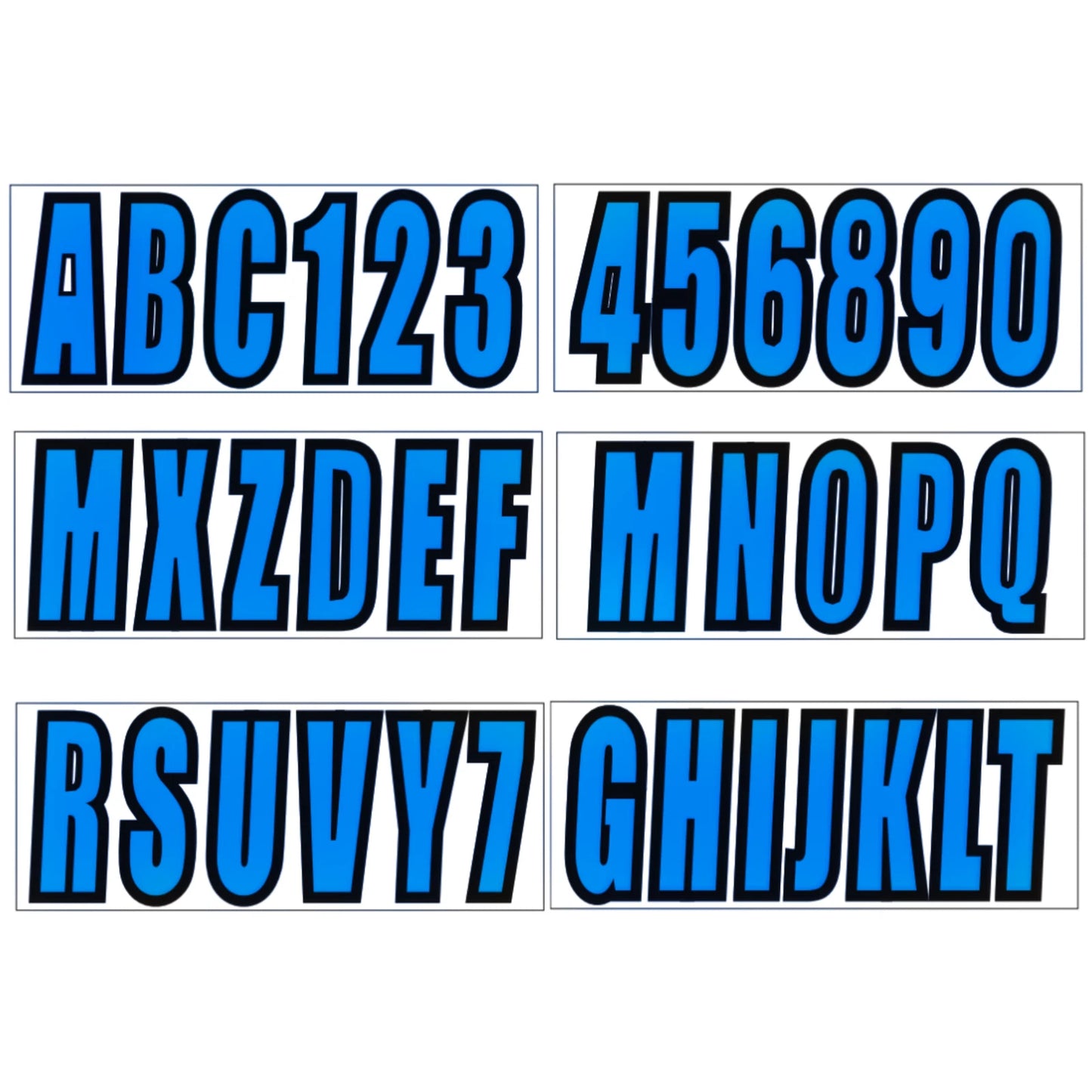 Custom Blue Boat Registration Numbers & Letters 4-Pack Stickers for PWC/Boat