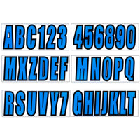 Custom Blue Boat Registration Numbers & Letters 4-Pack Stickers for PWC/Boat