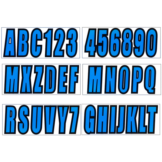 Custom Blue Boat Registration Numbers & Letters 4-Pack Stickers for PWC/Boat