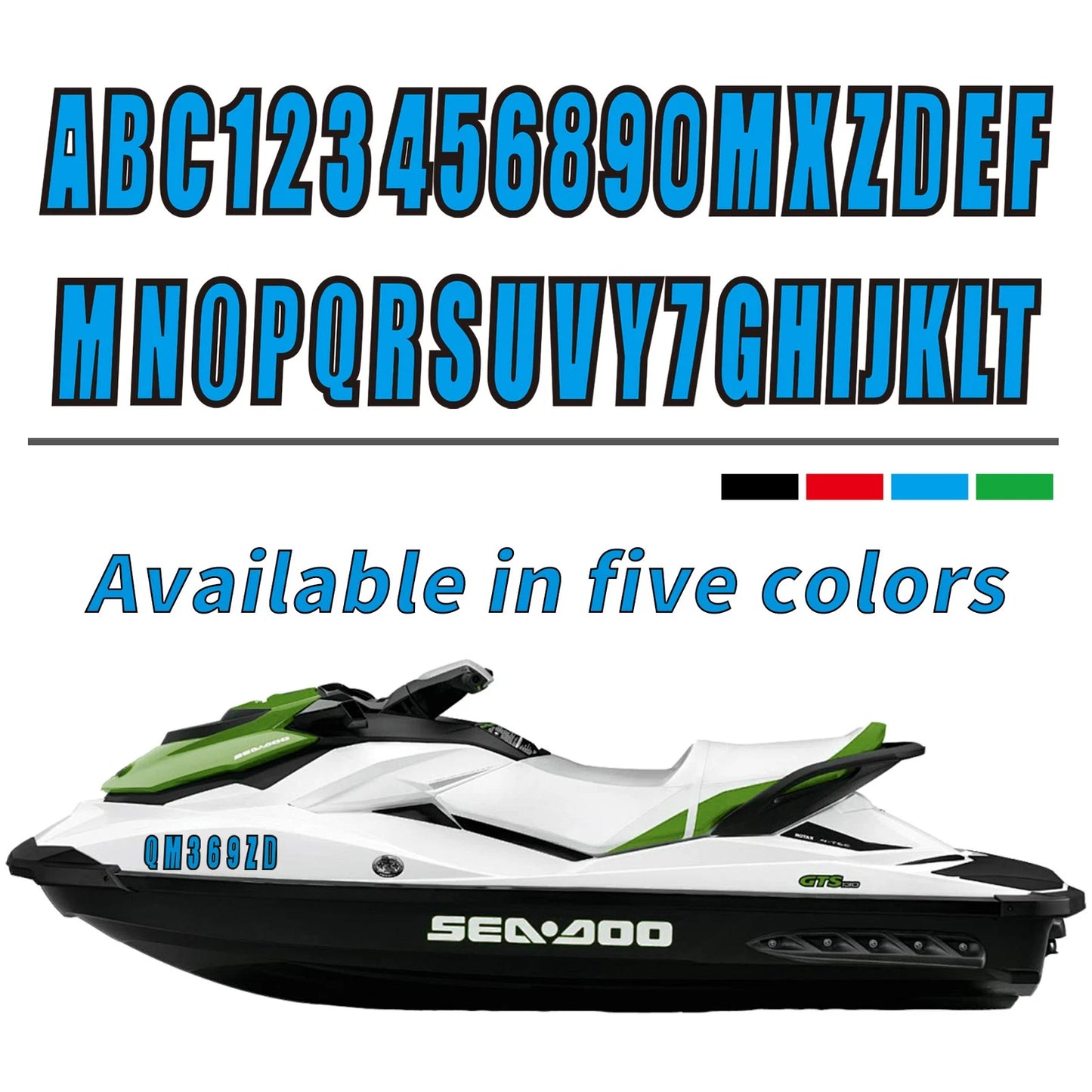 Boat Registration Decal Sticker Blue A-Z/0-9 4 Sets