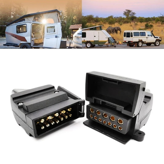 12 Pin Flat Trailer Socket Plug Set for Boats/Camper