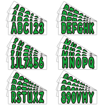 compare product Personalized Boat Registration Decals A-Z & 0-9 Green 4 Set