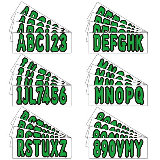 Personalized Boat Registration Decals A-Z & 0-9 Green 4 Set
