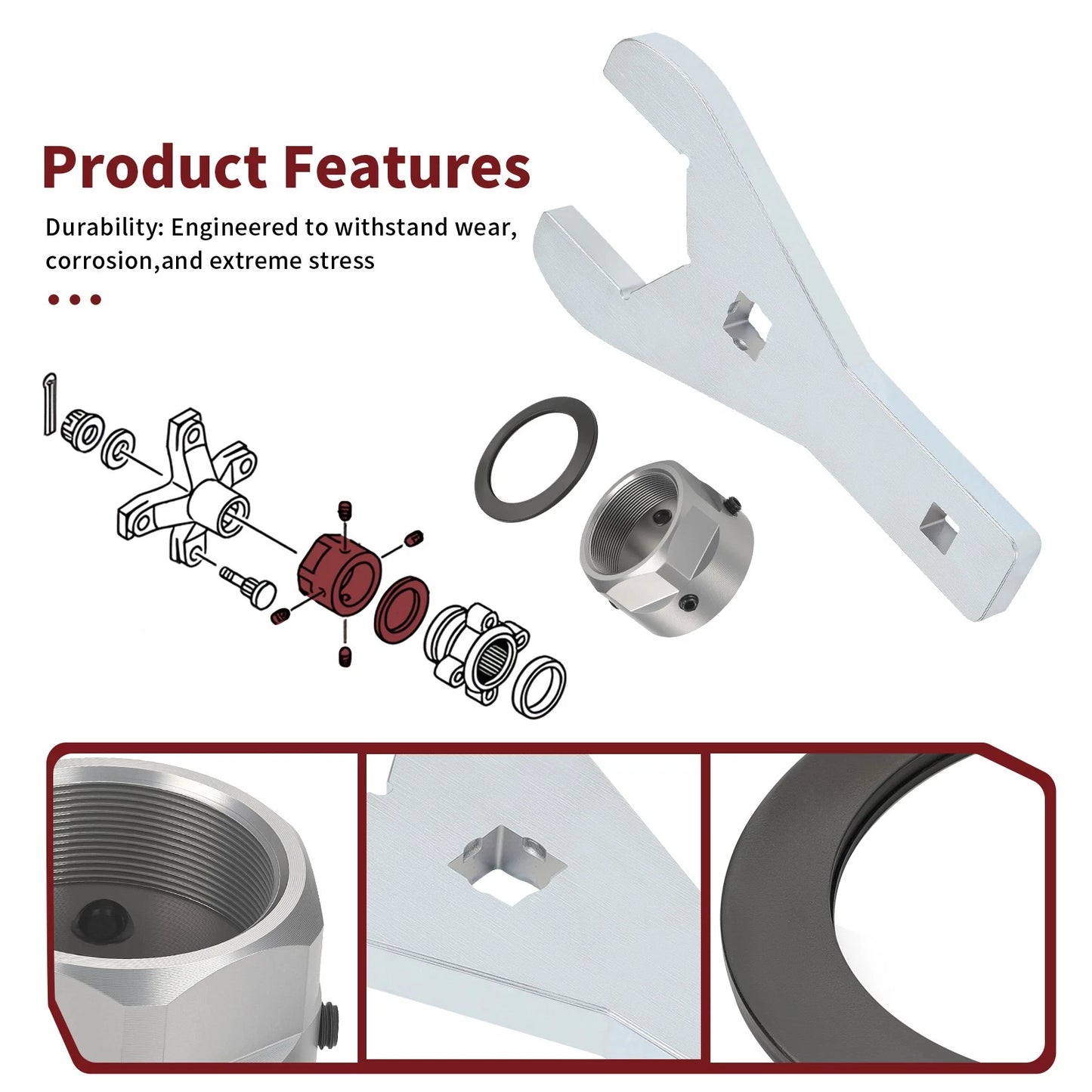 Rear Axle Lock Nut & Wrench Tool 46mm for Yamaha YFZ450R 2009-2024