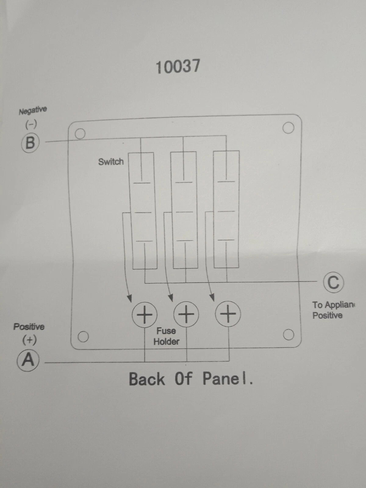 12V 3 Switch Panel Weatherproof Black Textured Alloy Pre-Wired
