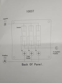 12V 3 Switch Panel Weatherproof Black Textured Alloy Pre-Wired