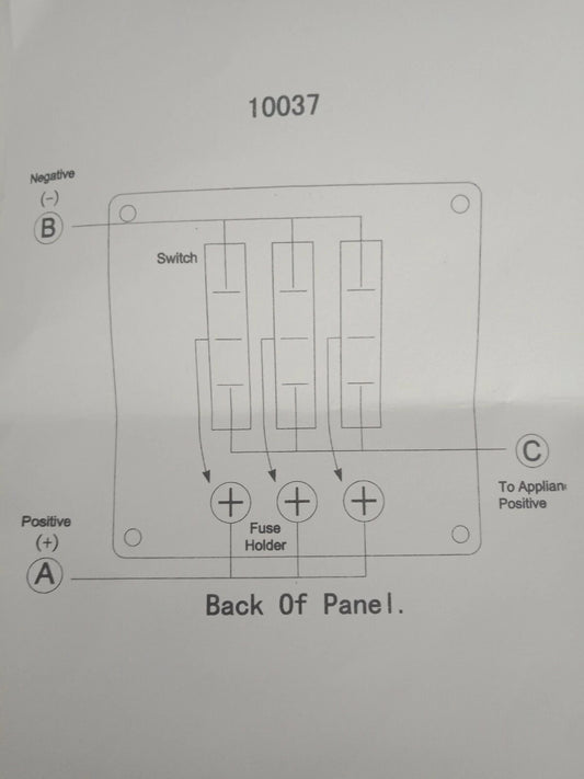 12V 3 Switch Panel Weatherproof Black Textured Alloy Pre-Wired