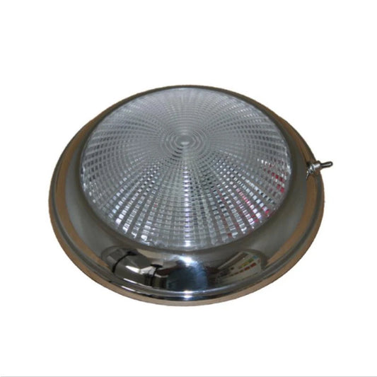 12V LED Dome Light Low Profile Polished Stainless Steel with Switch 132mm