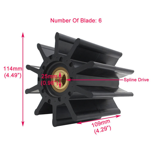 Flexible Rubber Impeller for Caterpillar 1539123, Sherwood 22000K