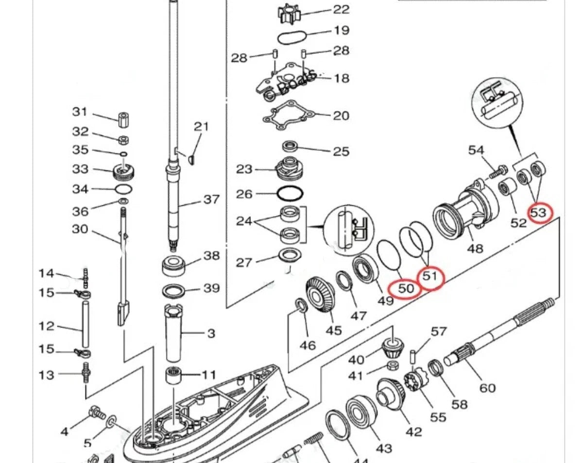 Propeller Shaft Seal Kit for Yamaha 2/4Str w/Cotter Pin