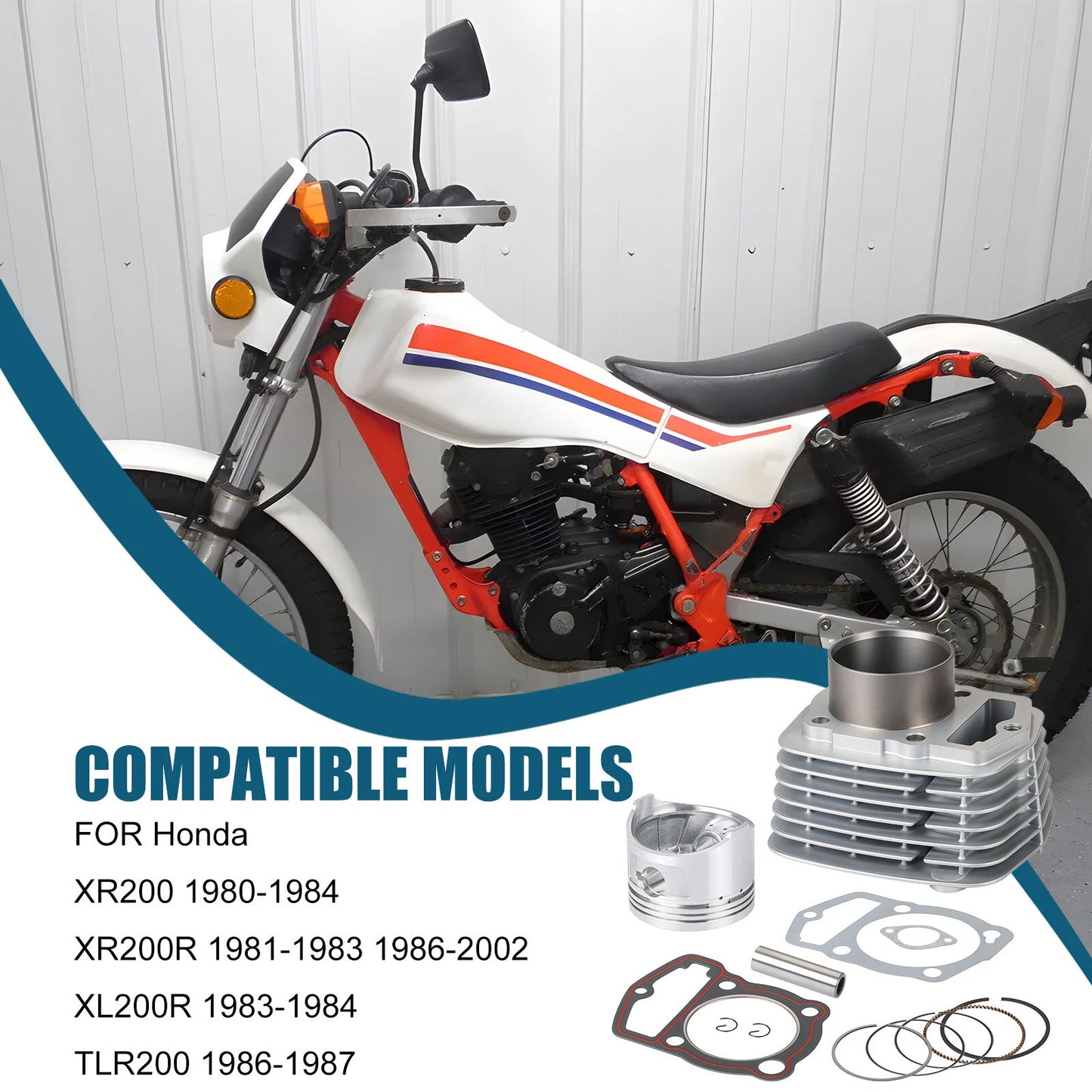 63mm STD Top End Kit for Honda XL200R/XR200/XR200R Cylinder Piston Gasket Seals