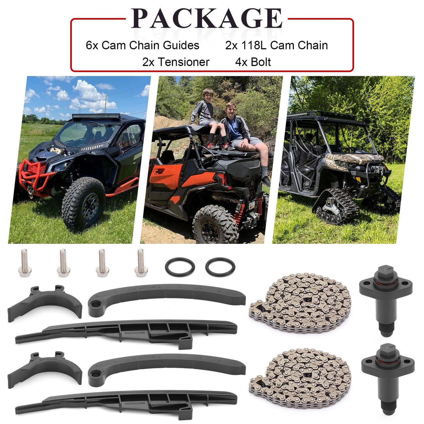 Front Rear Cam Chain Timing Guide Tensioner for Can-Am Commander 800R 17-20