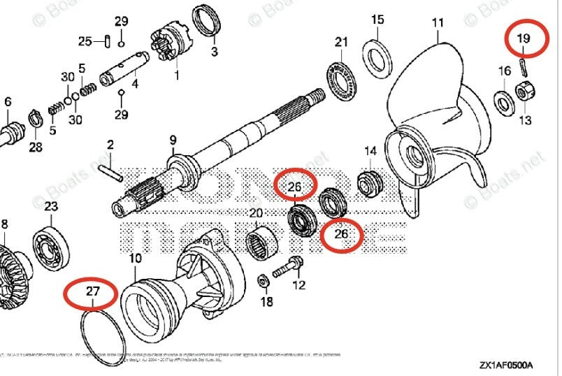 Lower Gearcase Unit Oil Seal for Honda BF115D/150D/175A/200A/225A