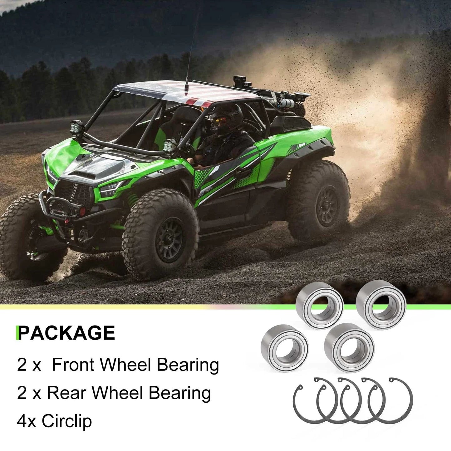 Front Rear Wheel Bearing + Circlip for Kawasaki KRF1000 Teryx KRX 1000 (2020-2024)