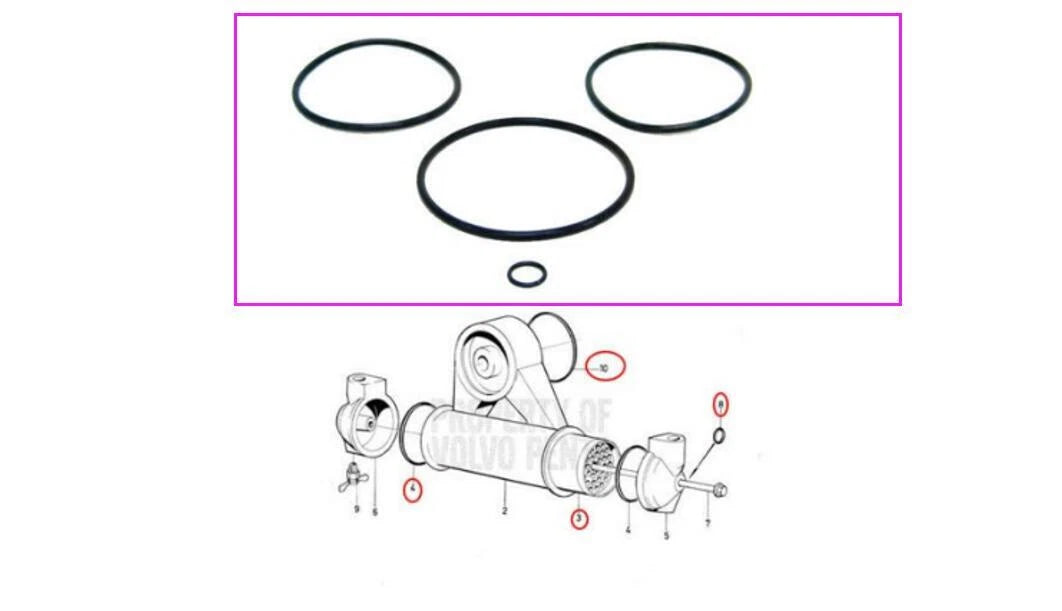 Oil Cooler Re-Seal Kit for Volvo Penta AQ120/AQ171 (1990-1995)