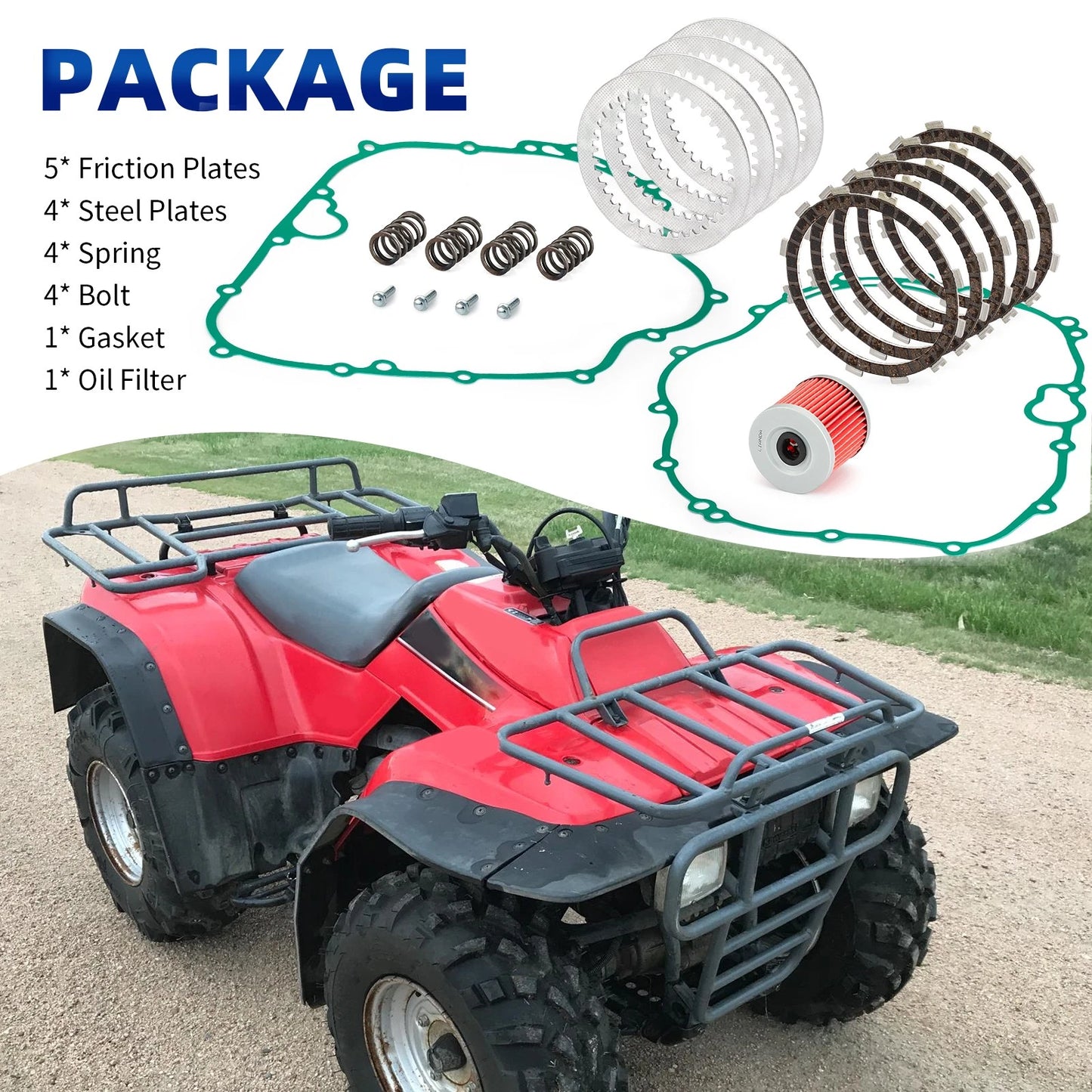 Clutch Friction Plates w/Gasket Kit for Kawasaki Bayou 300 KLF300C 1989-2005