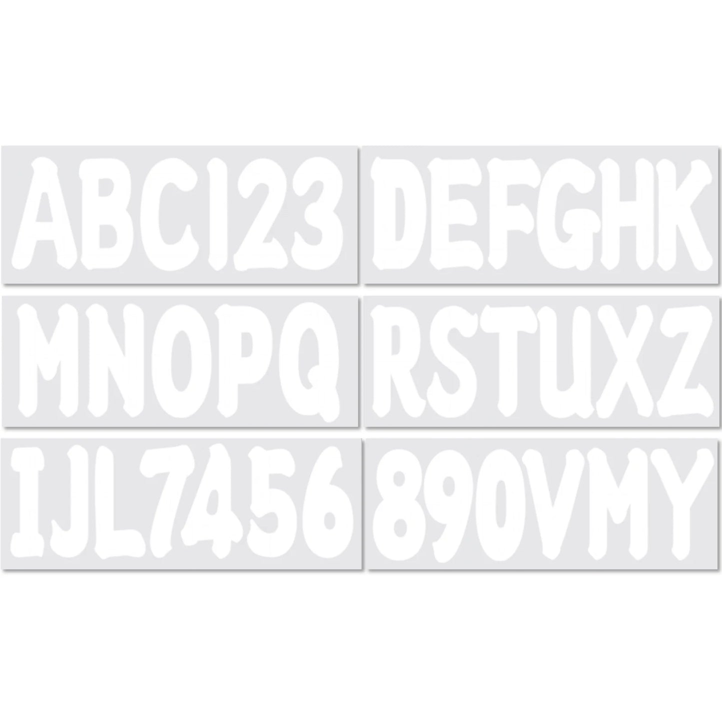 Custom Boat Registration Numbers Decal Sticker Set A-Z & 0-9 White
