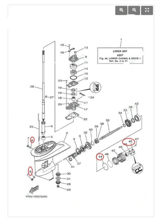 Lower Gearcase Oil Seal Kit for Yamaha 2-Stroke 20-30HP