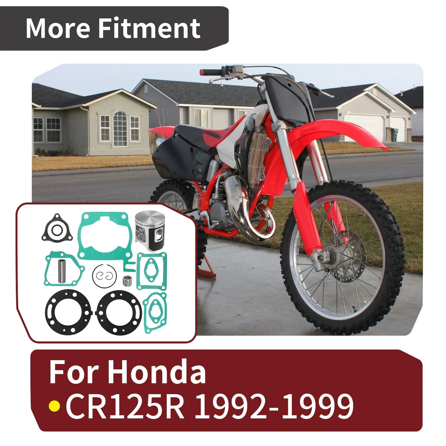 Top End Rebuild Kit for Honda CR125R 1992-1999 Piston/Needle Bearing/Gaskets