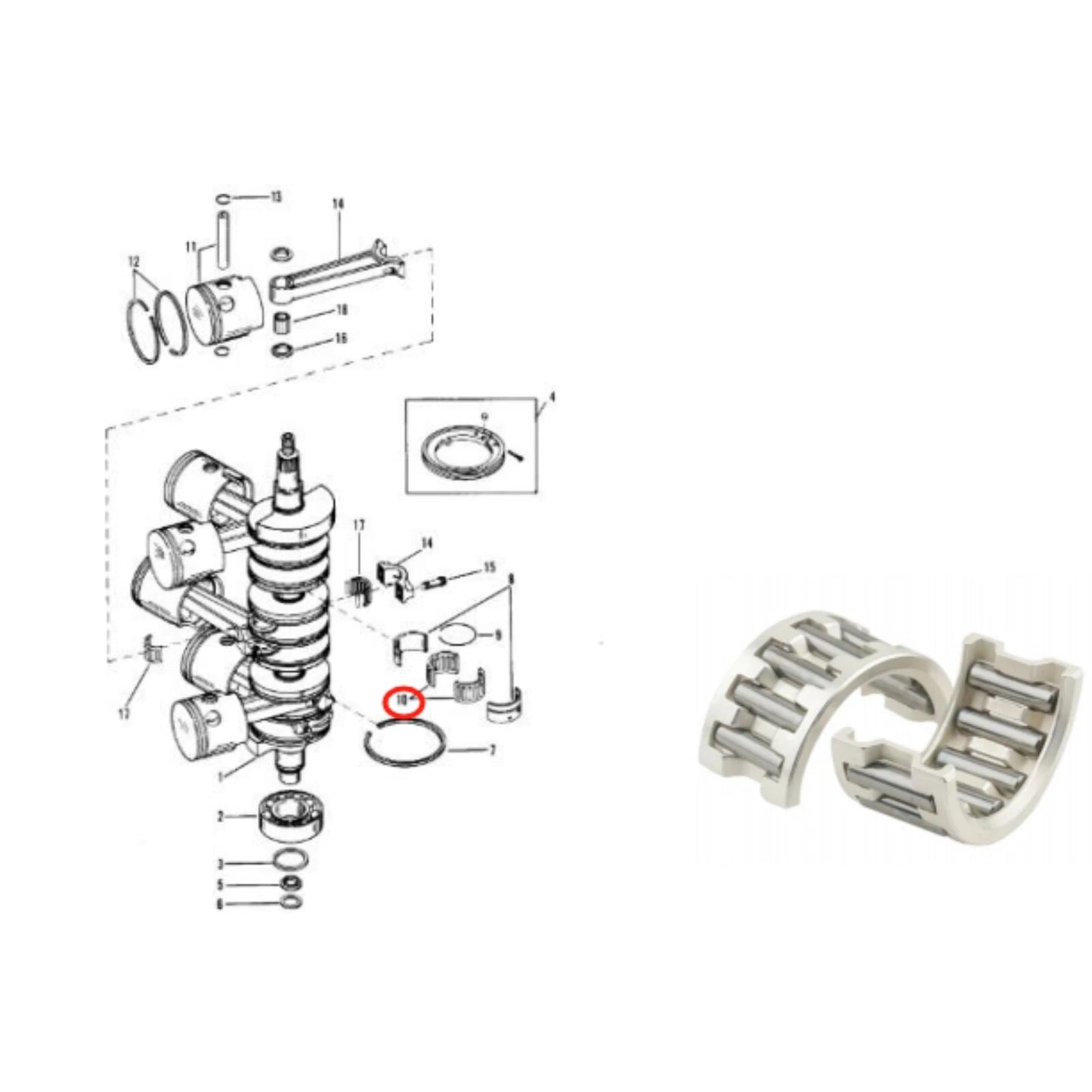 Connecting Rod Bearing for Mercury 30-200HP 2Cyl 2.5L Models 31-17514A1