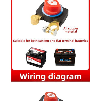 compare product Copper Battery Disconnect Switch 12V/24V for Car/RV/Truck/Boat Battery Systems