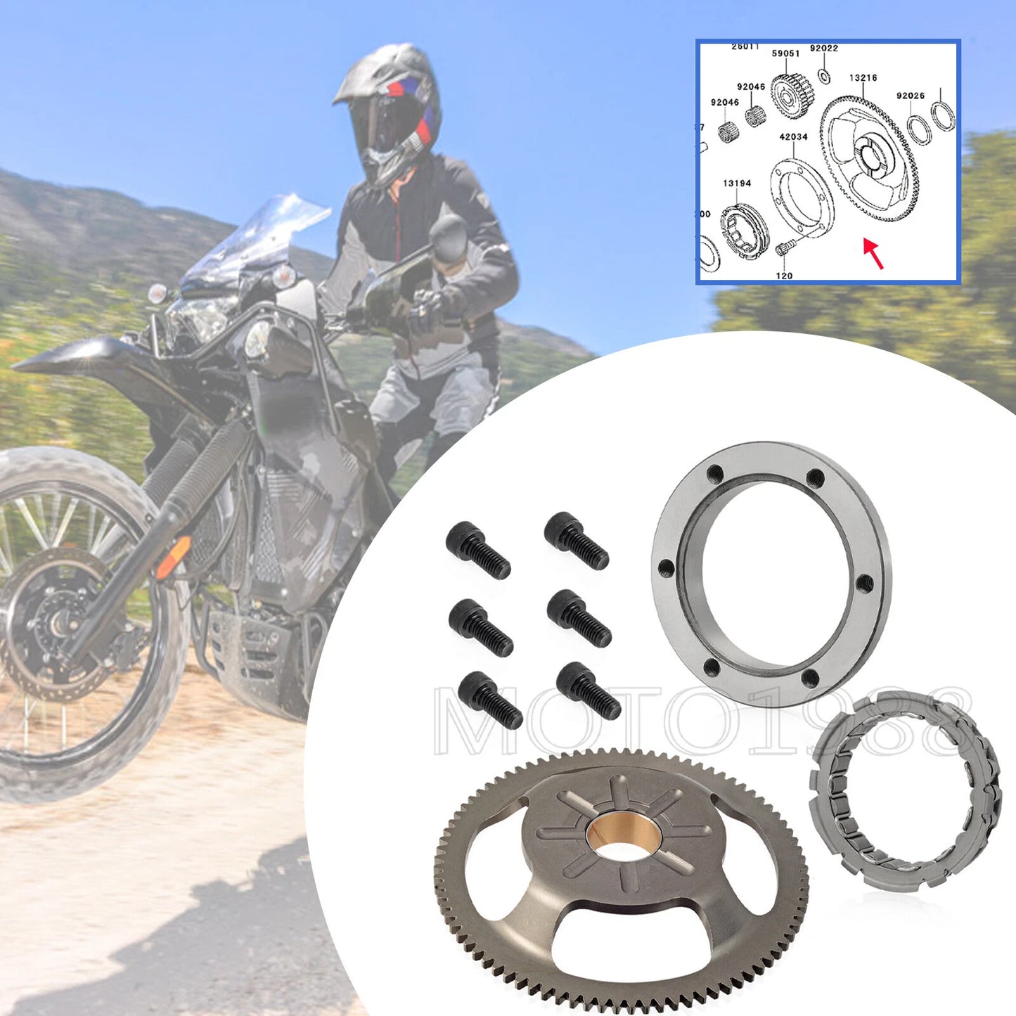 One Way Starter Clutch Kit for Kawasaki KLR650 (2008-2018)