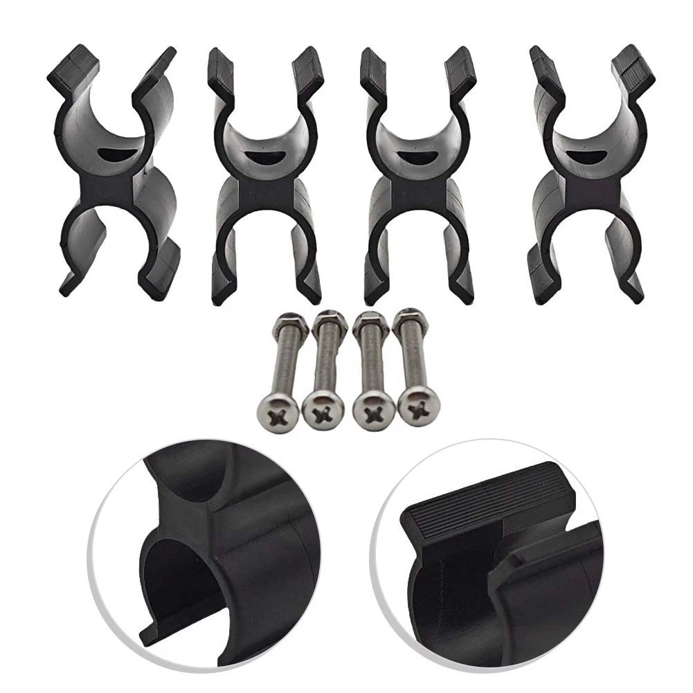 Double Tube Pole Clip Holder for Boat Tops 4pcs Fits 7/8"-1" Diameter