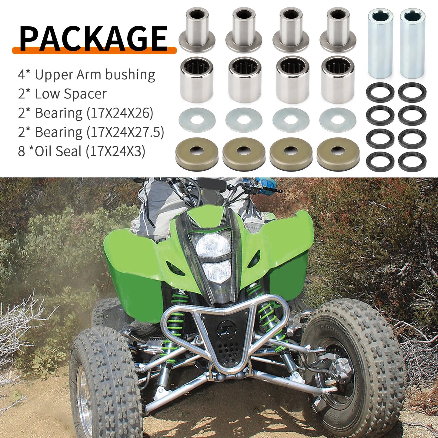 Front Upper & Lower A-Arm Bushing Seals Kit for Kawasaki KFX400 (2003-2006)