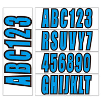 Boat Decal Sticker Set A-Z & 0-9 Blue for All Boats & Models