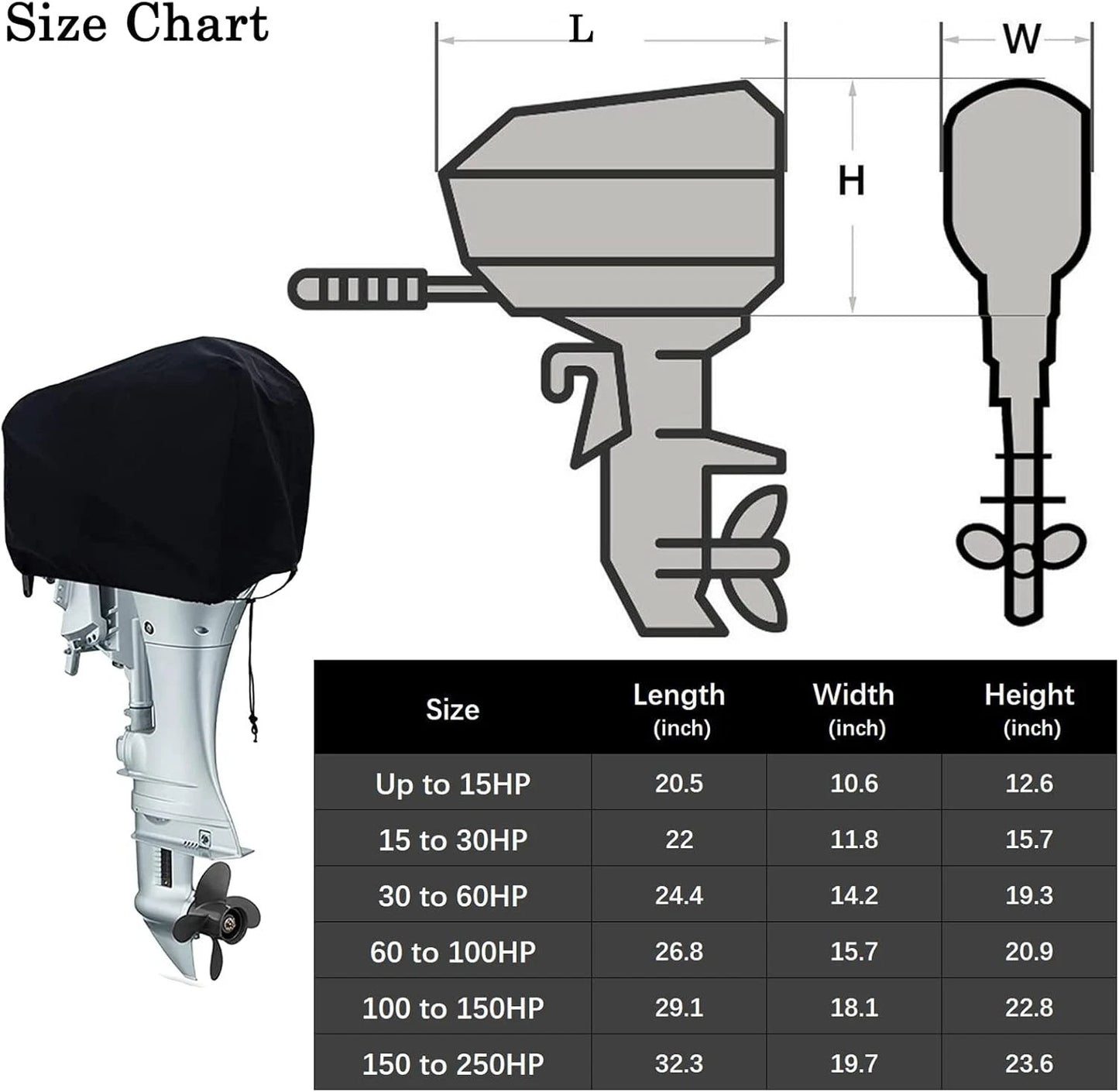 100-150HP Waterproof Outboard Motor Engine Storage Cover for Boat