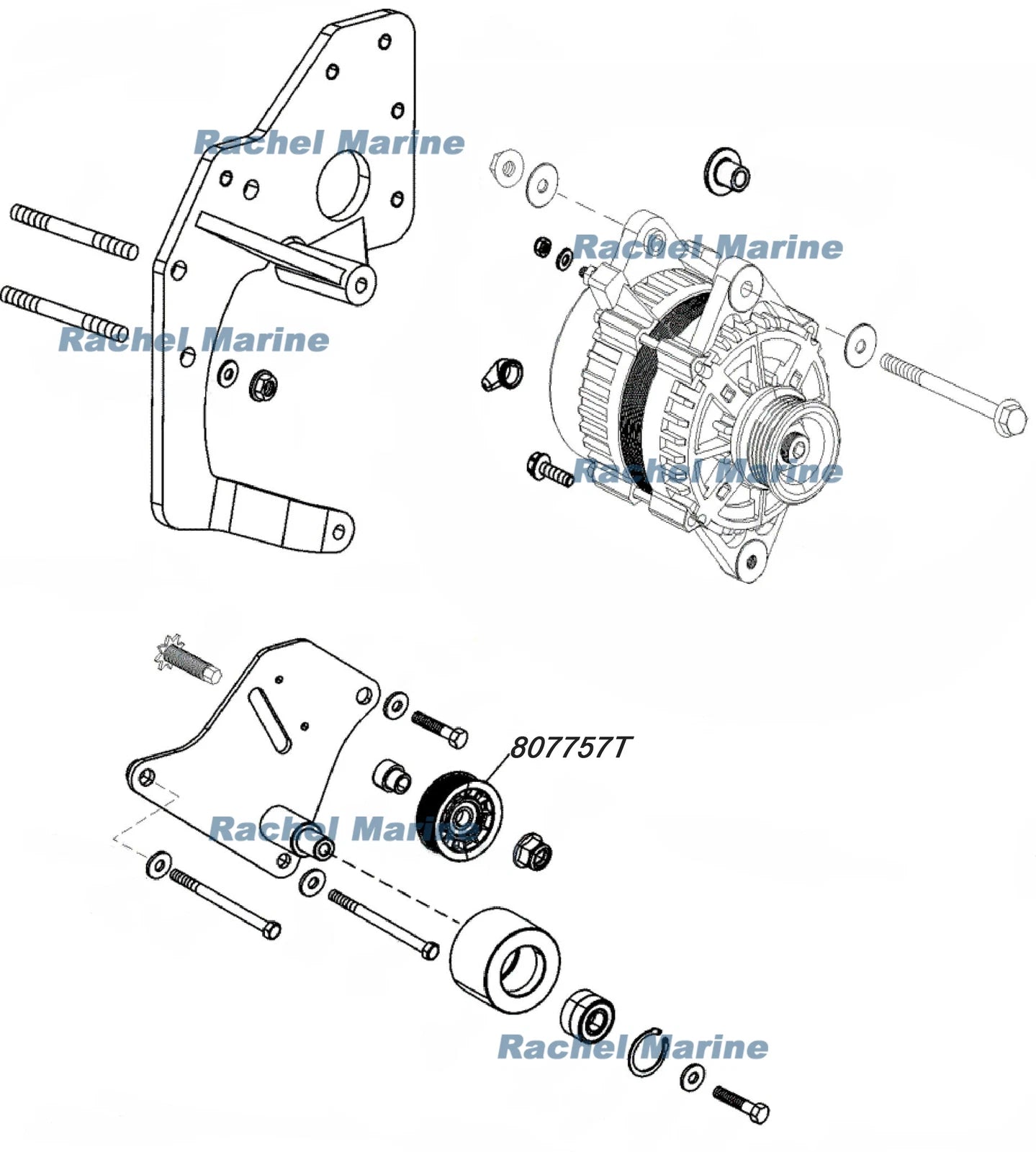 Idler Pulley for Mercury Mercruiser GM V6/V8 Engines 807757T/18-6457