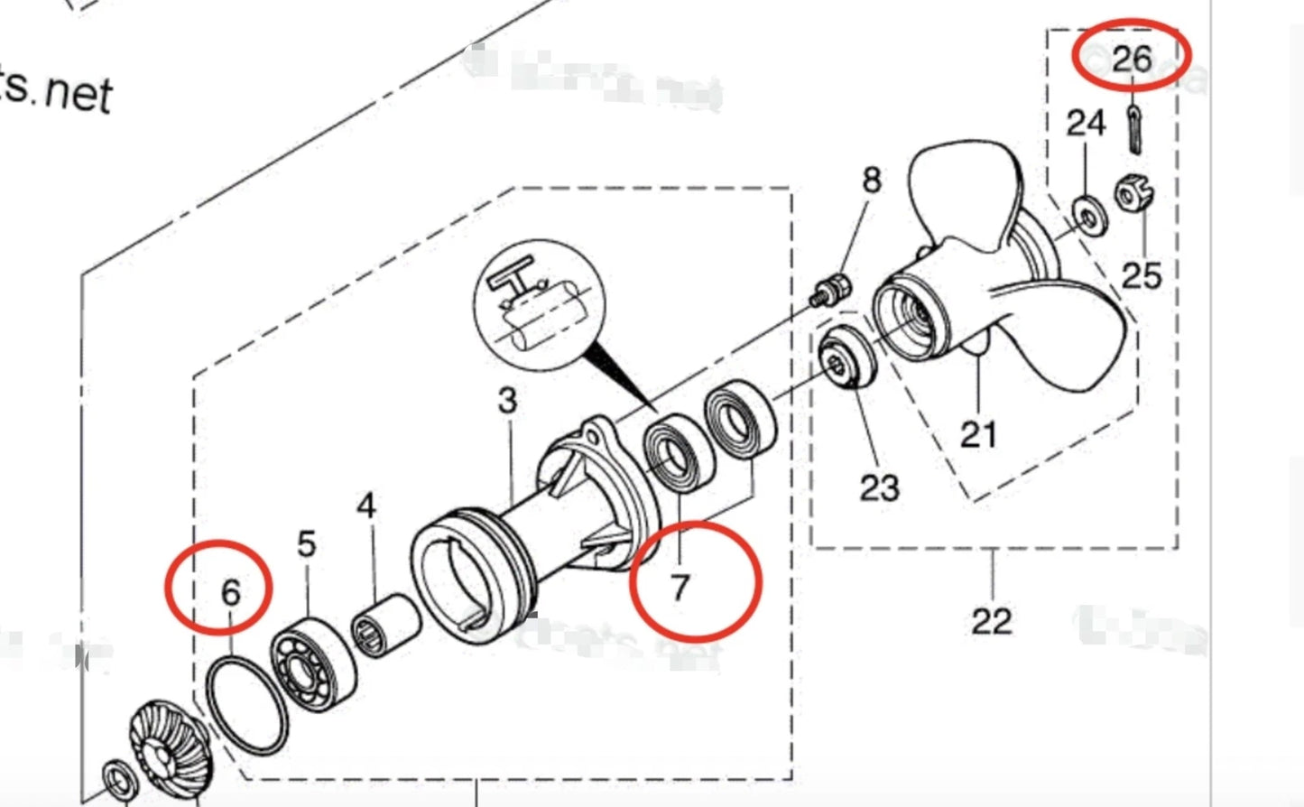 Lower Gearcase Seal with O-ring Kit for Tohatsu MFS 25/30 (2005-2023)