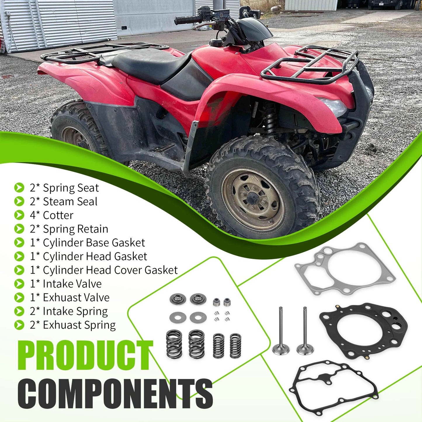 Cylinder Intake Exhaust Valve Kit for Honda Rancher TRX420 (2007-2014)