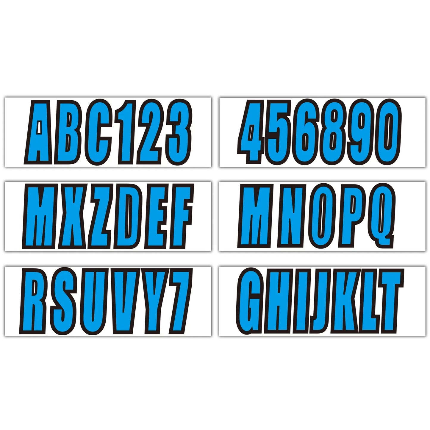 Boat Decal Sticker Set A-Z & 0-9 Blue for All Boats & Models