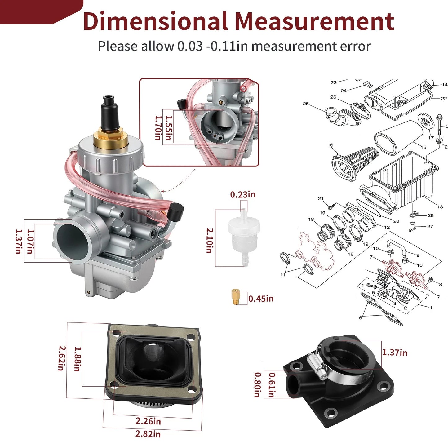 Carburetor + Intake Manifold Boot for Yamaha Banshee 350 YFZ350 (1987-2006)