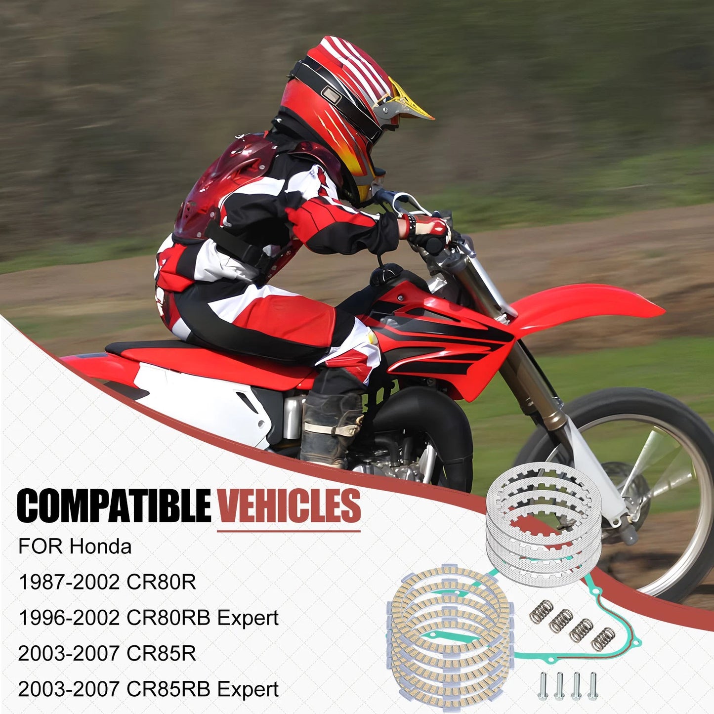 Clutch Friction Steel Plates Gasket Bolts for Honda CR80RB Expert 1996-2002