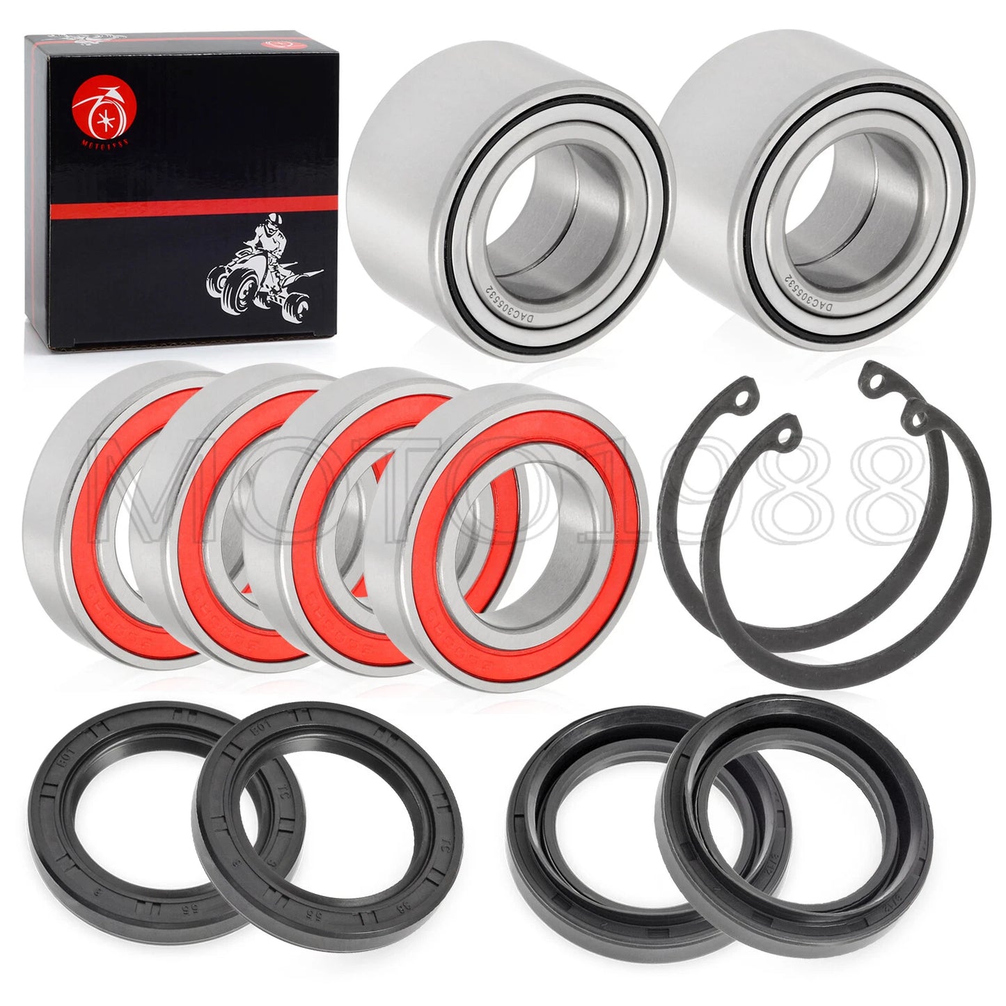 Front/Rear Wheel Bearing Seal + Circlip Kit for Yamaha Grizzly 400 (2007-2008)