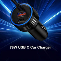 Fast Charging Car Charger for Car/Motorcycle/Boat/RV - Retractable Cable