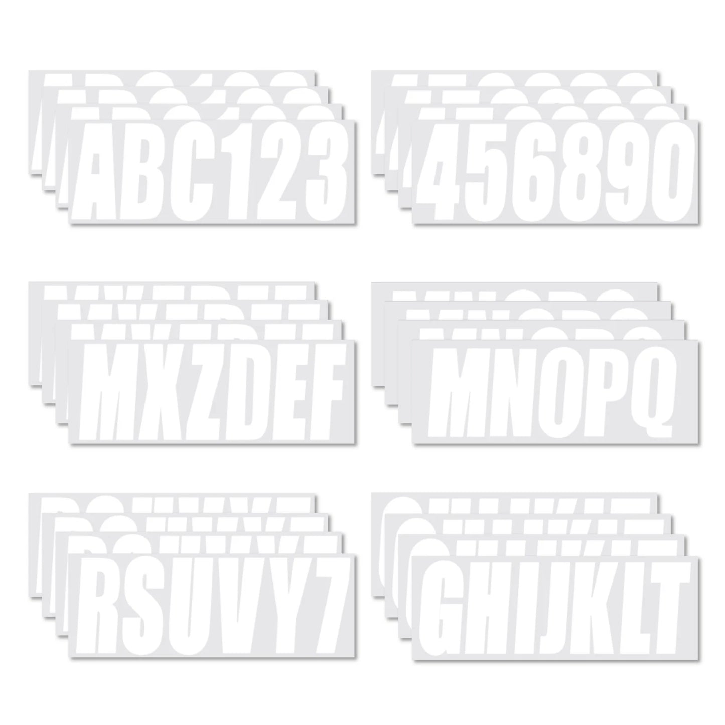 White Boat Decals A-Z/0-9 Registration 4 Sets
