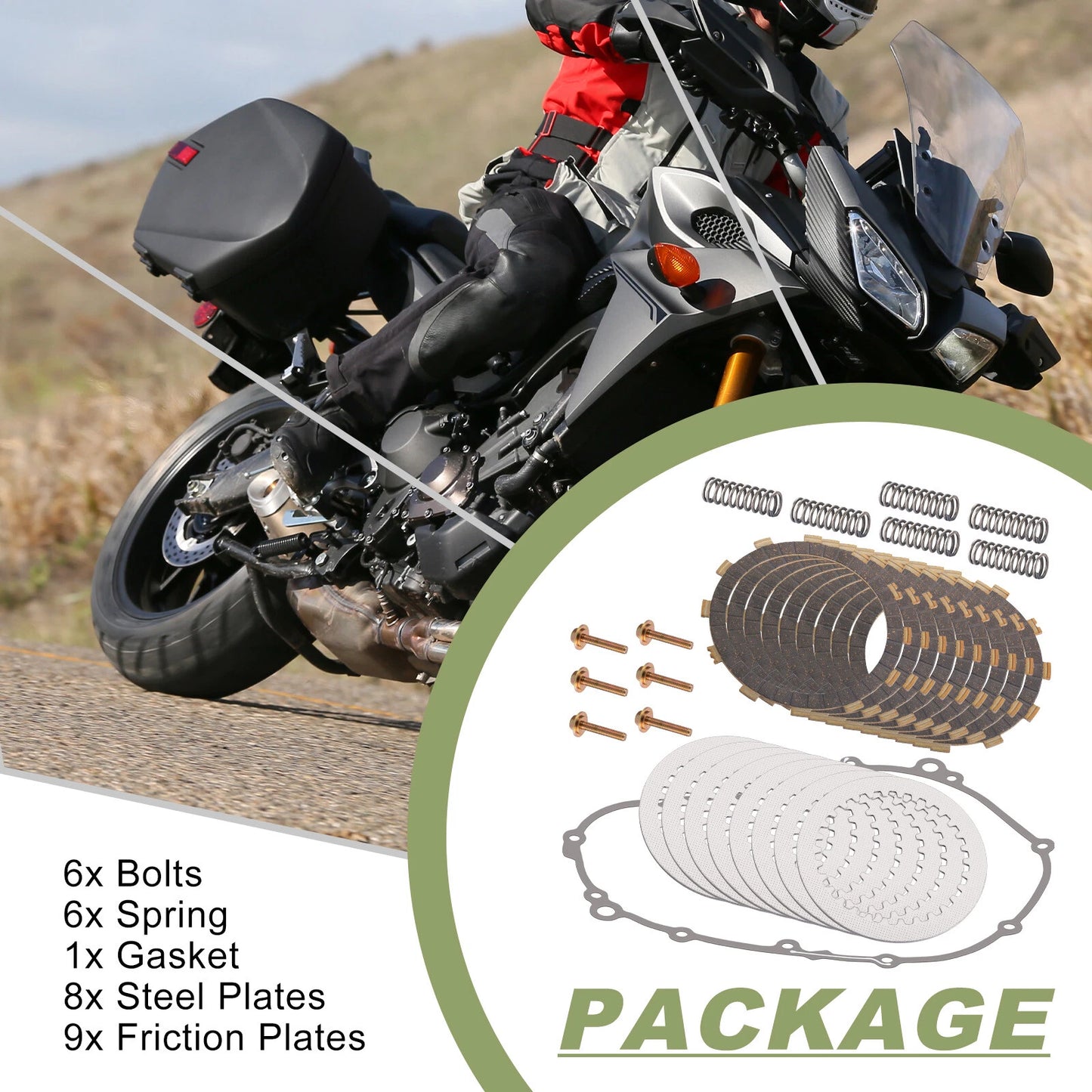 Clutch Friction Steel Plates Kit Gasket for Yamaha FZ09/FJ09 2014-2017