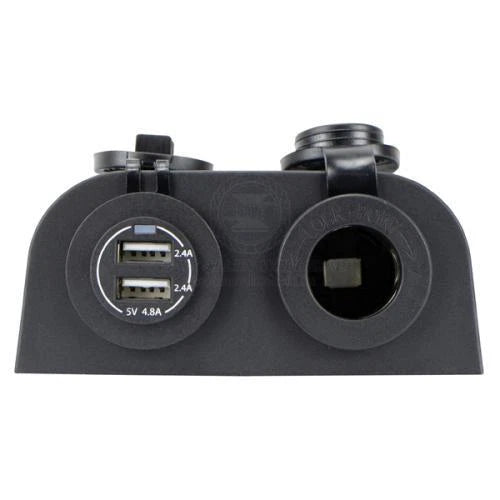 12/24V USB Charger Combo with Power Socket for Boat/Caravan/4WD