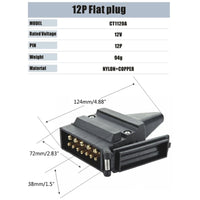 12 Pin Flat Trailer Socket Plug Set for Boats/Camper