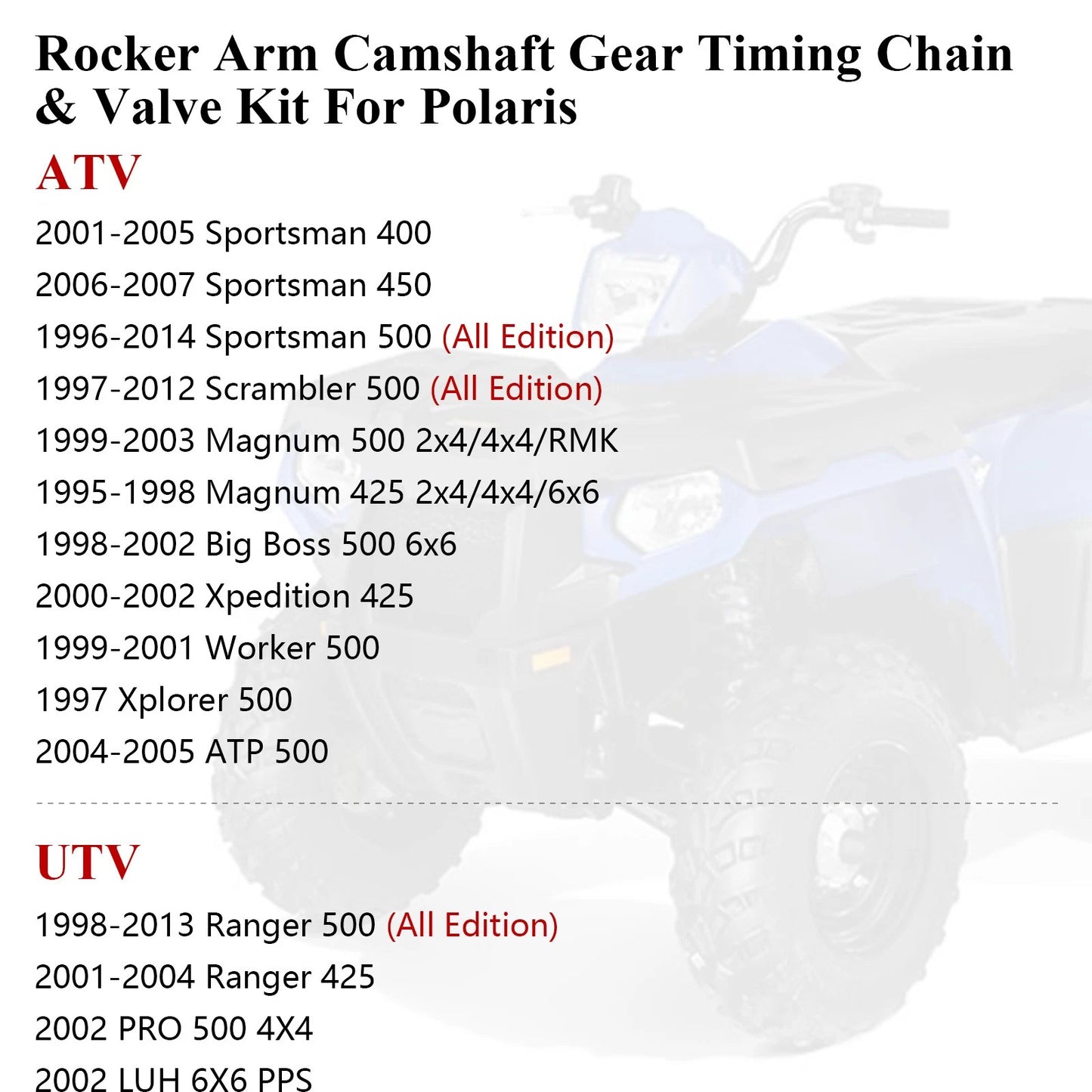 Camshaft Gasket Kit for Polaris Xpedition 425 (2000-2002)