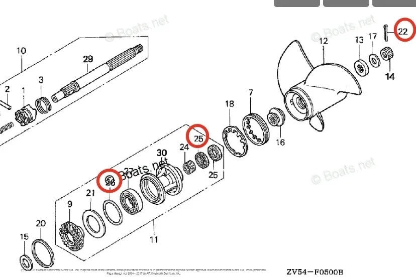 Lower Gearcase Propeller Shaft Oil Seal for Honda (91252-ZV5-003)