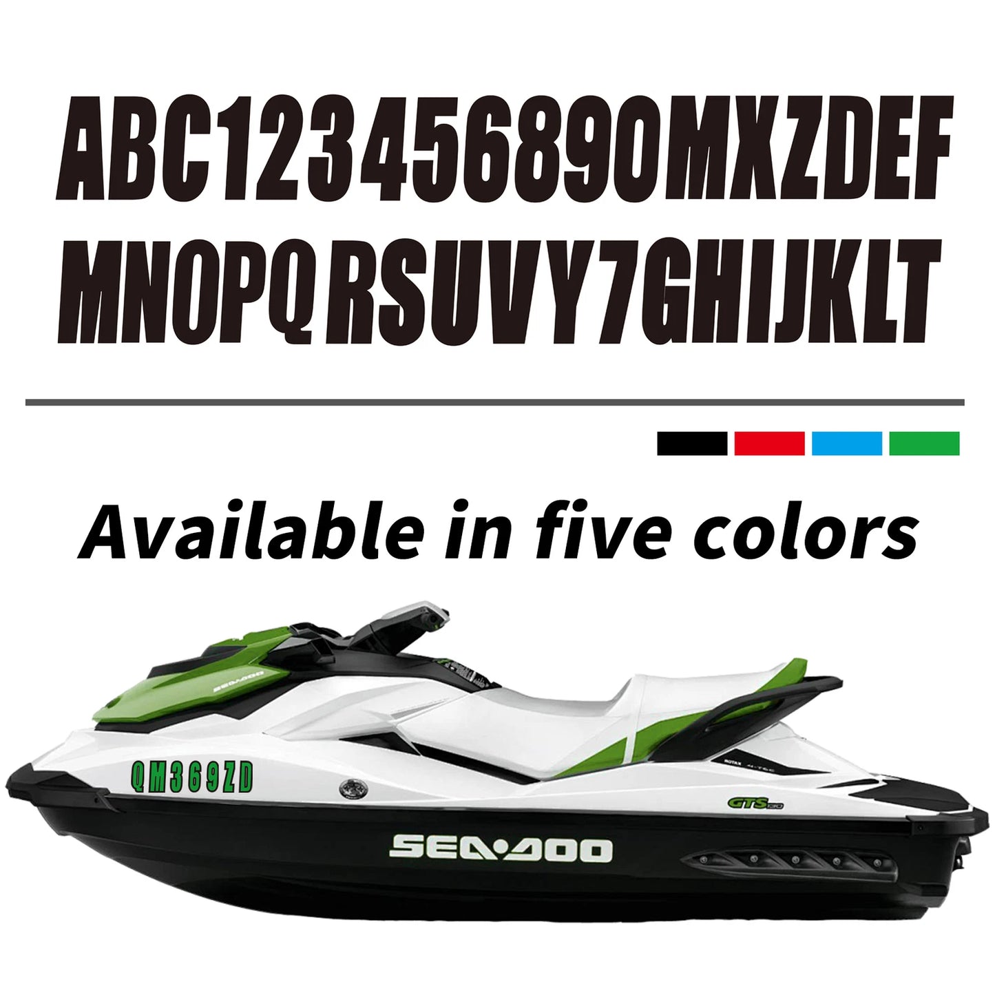 Black Personalized Decals Boat Registration Numbers & Letters Set A-Z & 0-9